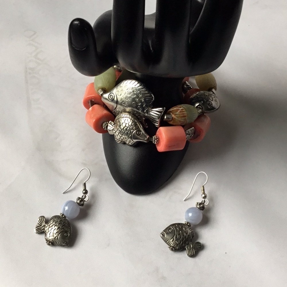 AQUATIC ADVENTURE FISH BRACELETS SETS‎ W/ MATCHING EARRINGS